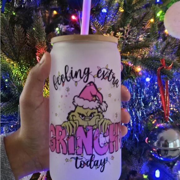 Other - Grinch Christmas Tumbler with Straw